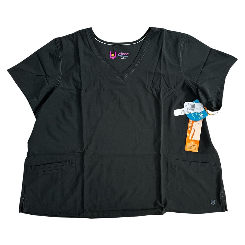 Urbane Performance Women Black V-Neck Scrub Top 5XL Short Sleeve NWT 9015
